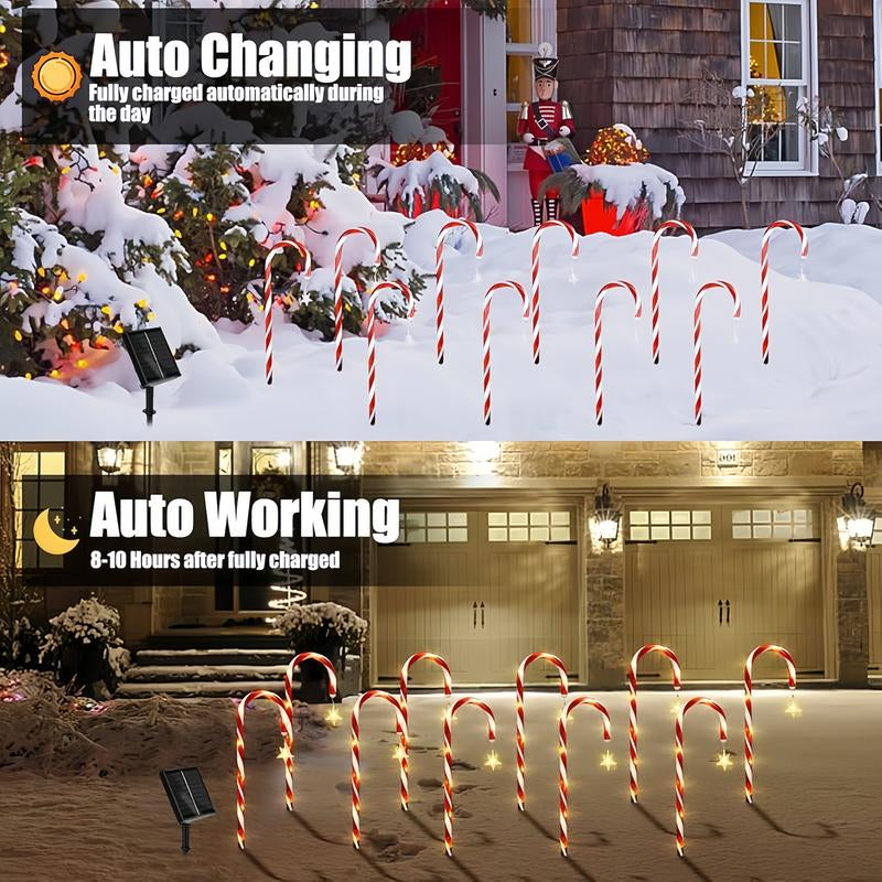 Solar Star Candy Cane Lights – LED Twinkle Xmas Decor