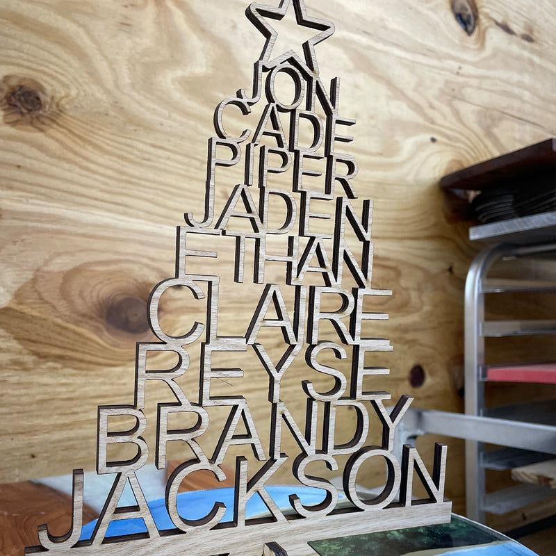 Personalized Christmas Tree Family Name Custom Christmas Decor Gift Oak