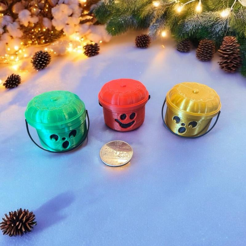 Holly Jolly Mini Bucket for Holiday Christmas Decor Container