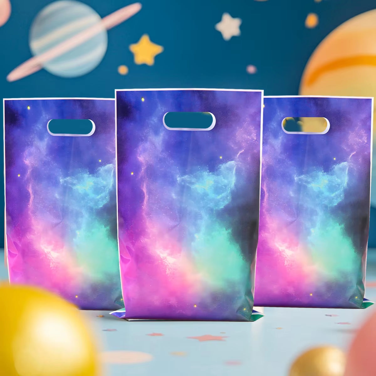 Galaxy Party Gift Bags – Outer Space Candy Treat Bags for Kids Birthday, Baby Shower & Party Favors