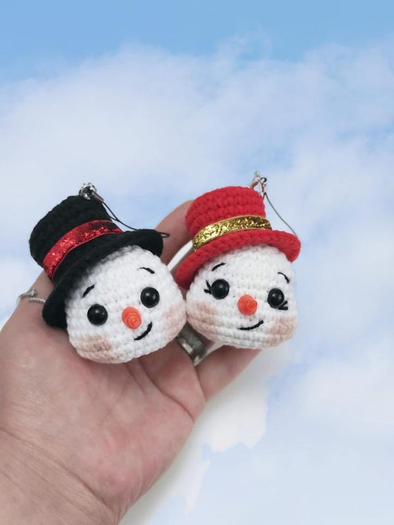 Crochet Snowman Bauble, Christmas Crochet, Snowman Christmas Tree Ornament, Crochet Snowman Keychain, Christmas Day Gift (Handmade Goods Will Be Made by Hand so the Production Time Will Be a Little Longer)
