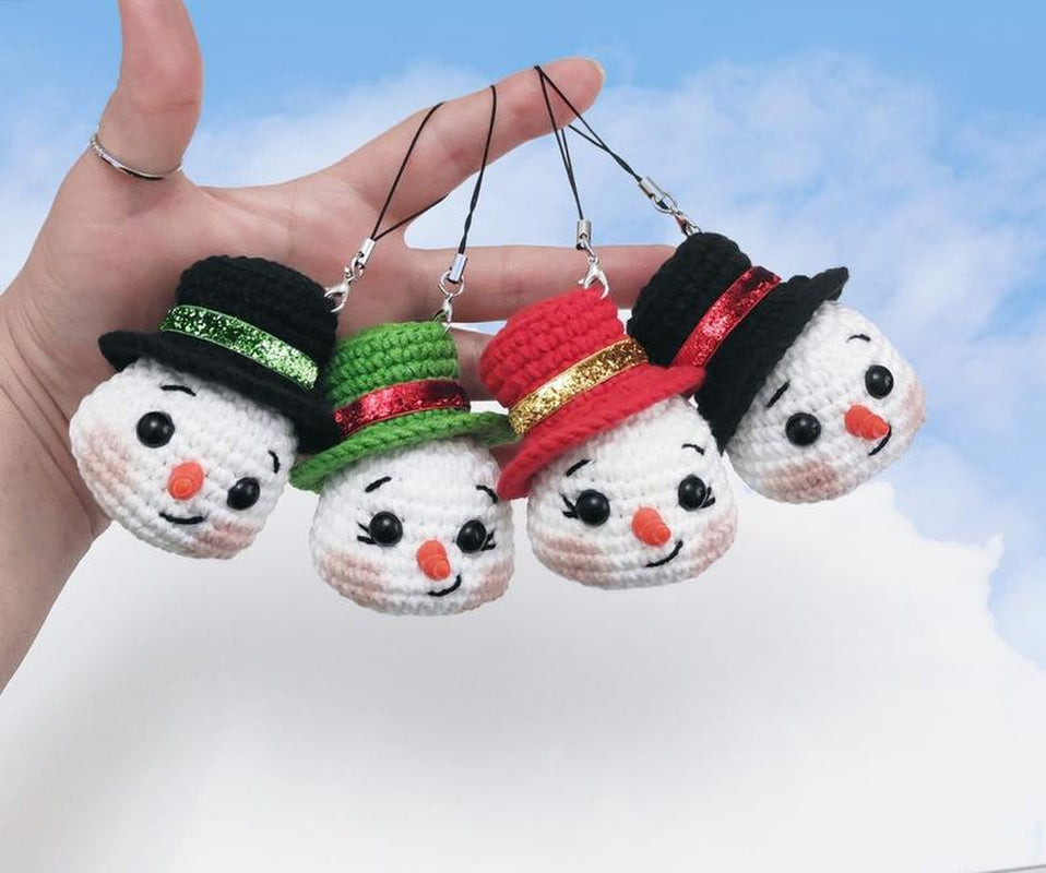 Crochet Snowman Bauble, Christmas Crochet, Snowman Christmas Tree Ornament, Crochet Snowman Keychain, Christmas Day Gift (Handmade Goods Will Be Made by Hand so the Production Time Will Be a Little Longer)