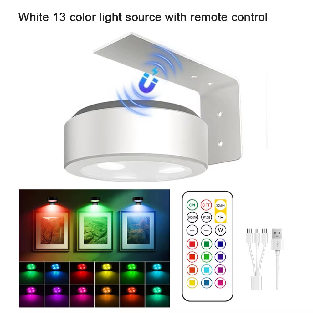Picture Lights for Wall Rechargeable Magnetic Poster Lights Remote Dimmable Timer Painting Light Wall Decor Light Painting Light