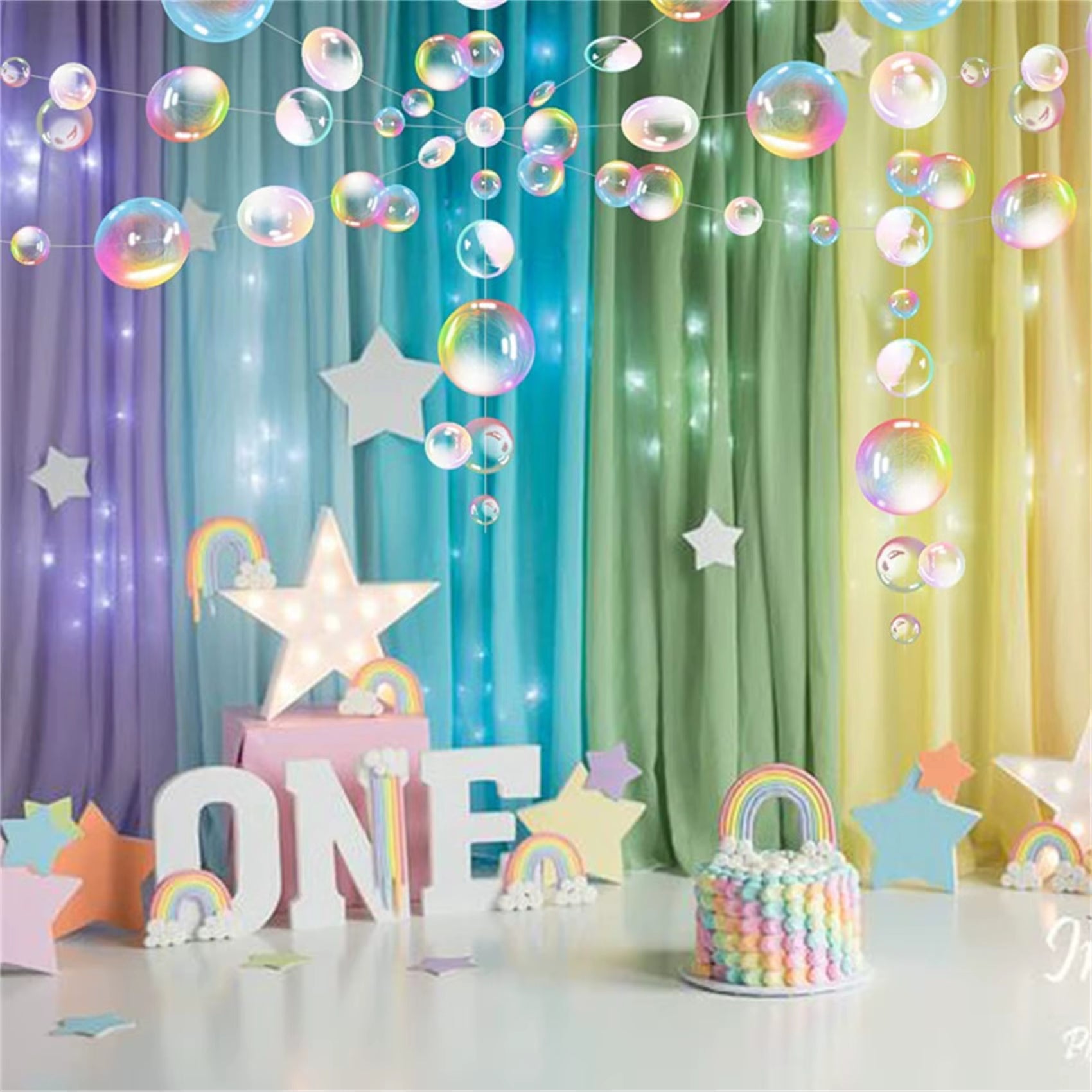 Under the Sea Bubble Garland – Ocean Theme Hanging Banner for Mermaid Birthday Party Decor