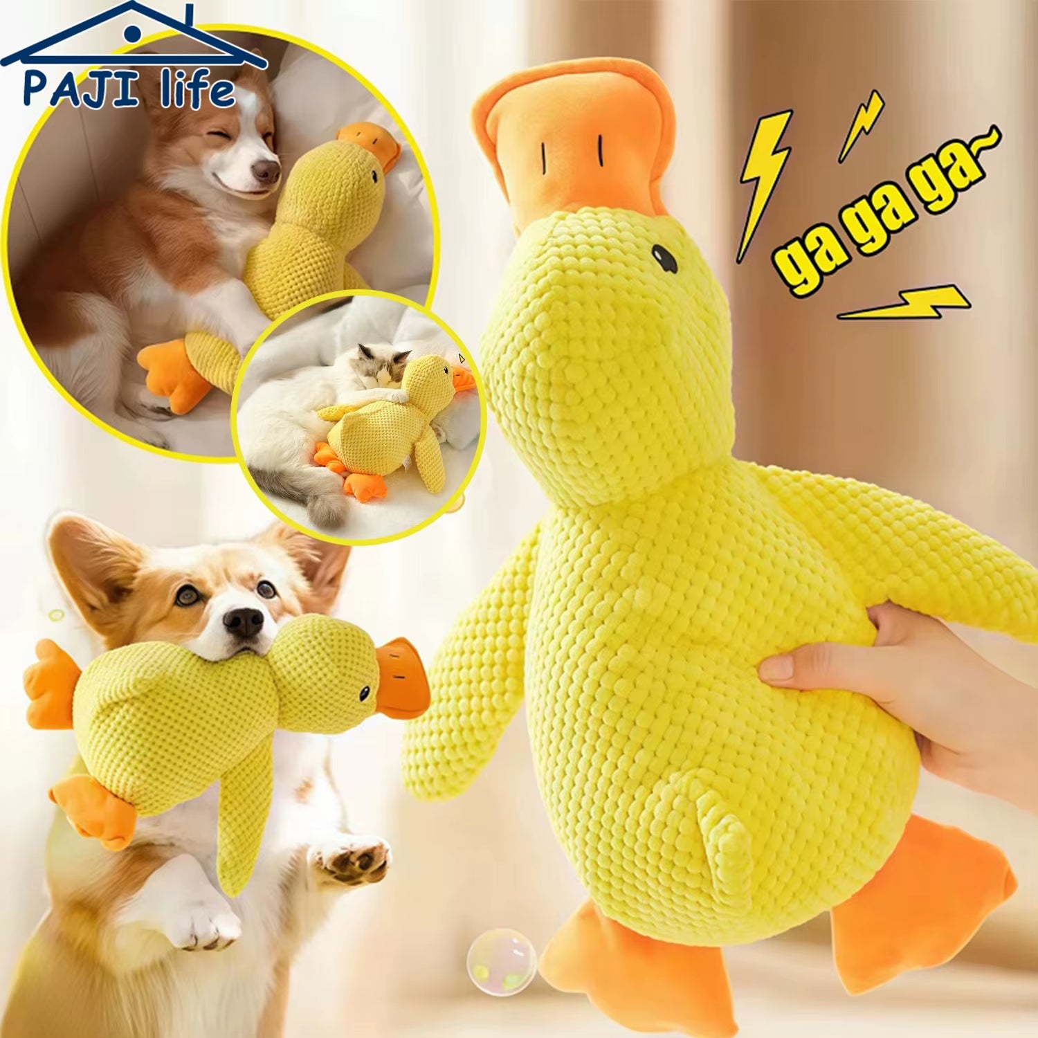 Plush Duck Dog Toy – Chew-Resistant Squeaky Toy for Small & Large Dogs