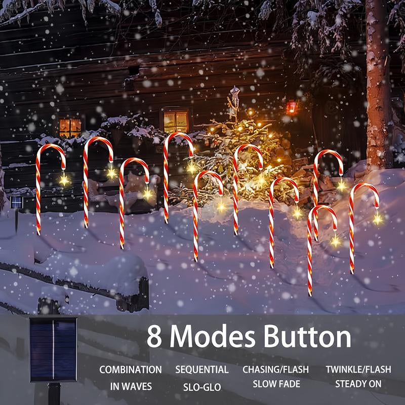 Solar Star Candy Cane Lights – LED Twinkle Xmas Decor