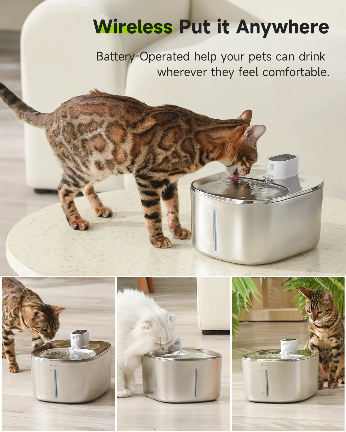 4L Wireless Pet Water Fountain – Auto Sensor Drinking Dispenser for Cats & Dogs, Quiet & Hygienic