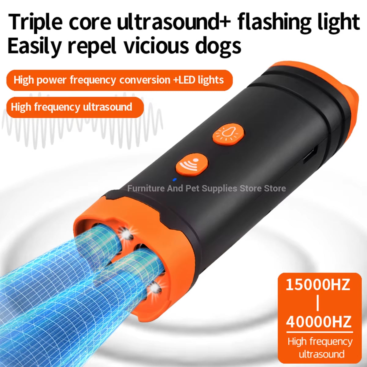 Ultrasonic Dog Bark Control Device – Rechargeable Anti-Barking Trainer with LED Flashlight