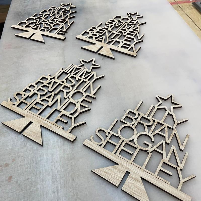 Personalized Christmas Tree Family Name Custom Christmas Decor Gift Oak