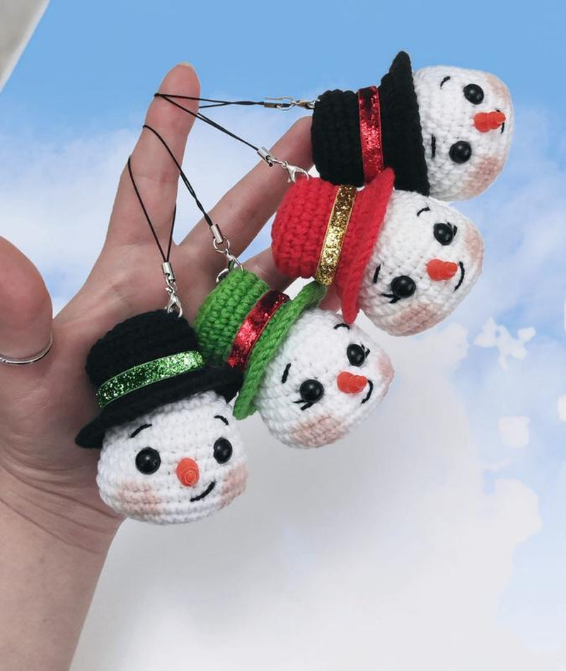 Crochet Snowman Bauble, Christmas Crochet, Snowman Christmas Tree Ornament, Crochet Snowman Keychain, Christmas Day Gift (Handmade Goods Will Be Made by Hand so the Production Time Will Be a Little Longer)