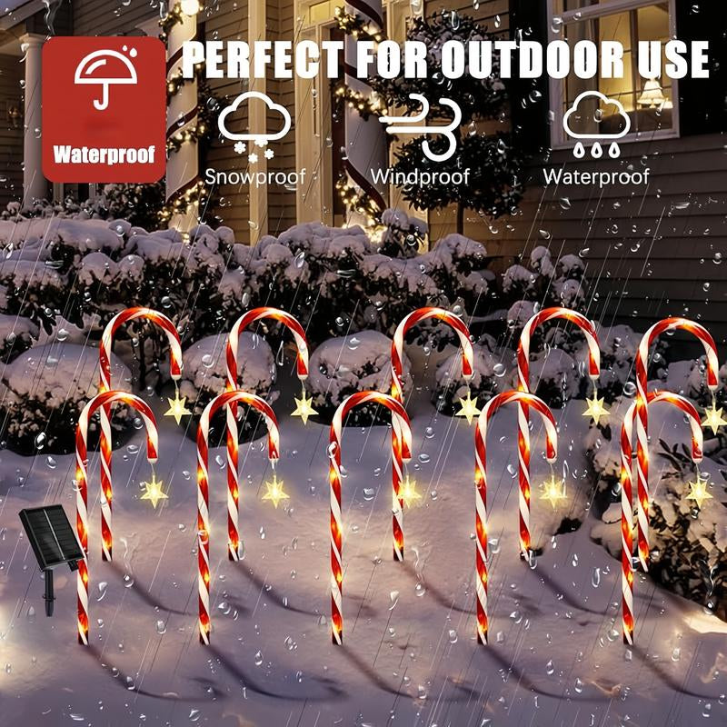 Solar Star Candy Cane Lights – LED Twinkle Xmas Decor