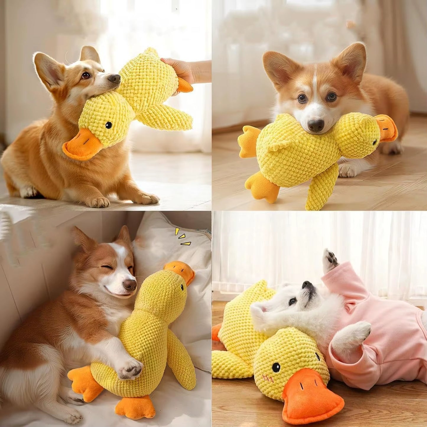 Plush Duck Dog Toy – Chew-Resistant Squeaky Toy for Small & Large Dogs
