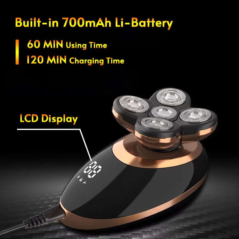  Rechargeable 5-Blade Razor – Head, Beard, Nose Trim