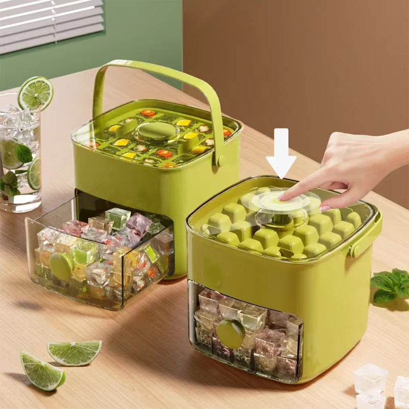 48-Grid Ice Cube Tray with One-Touch Release | Reusable Ice Maker for Freezer & Drinks