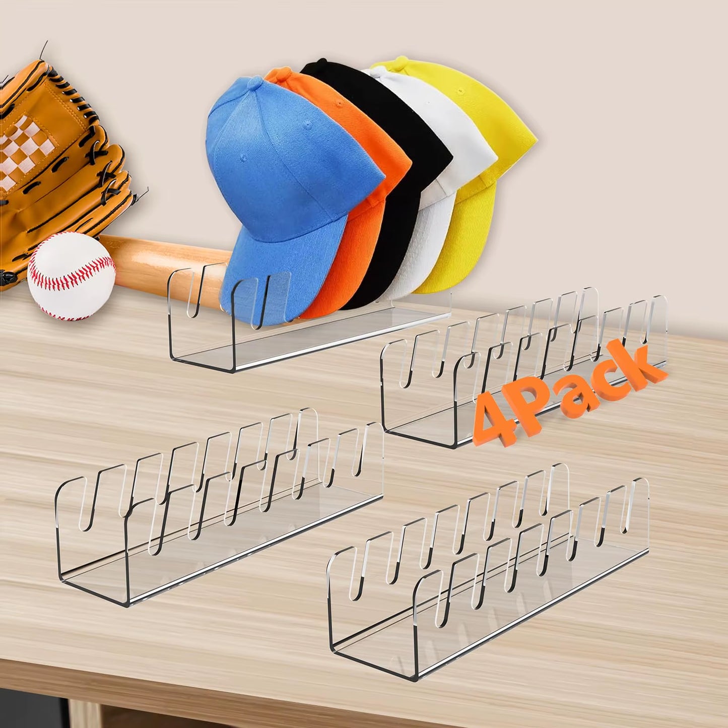 Acrylic Baseball Cap Holder – Durable Hat Storage Rack for Closet, Bedroom & Store Display
