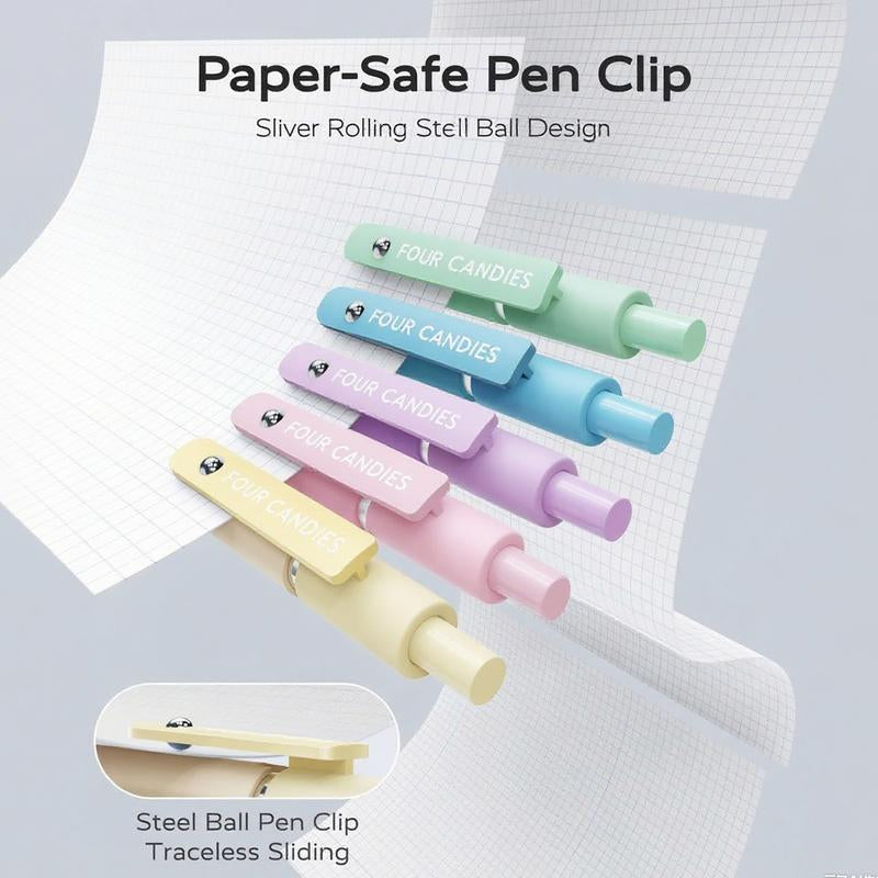 Black Gel Pens, 6Pcs 0.7Mm Quick Dry Black Ink Pens with 3 Extra Refills, Fine Point Smooth Writing Pens for Journaling, Office, Note Taking, School Supplies, Nurse Aesthetic(Black Gray White&Gradient)