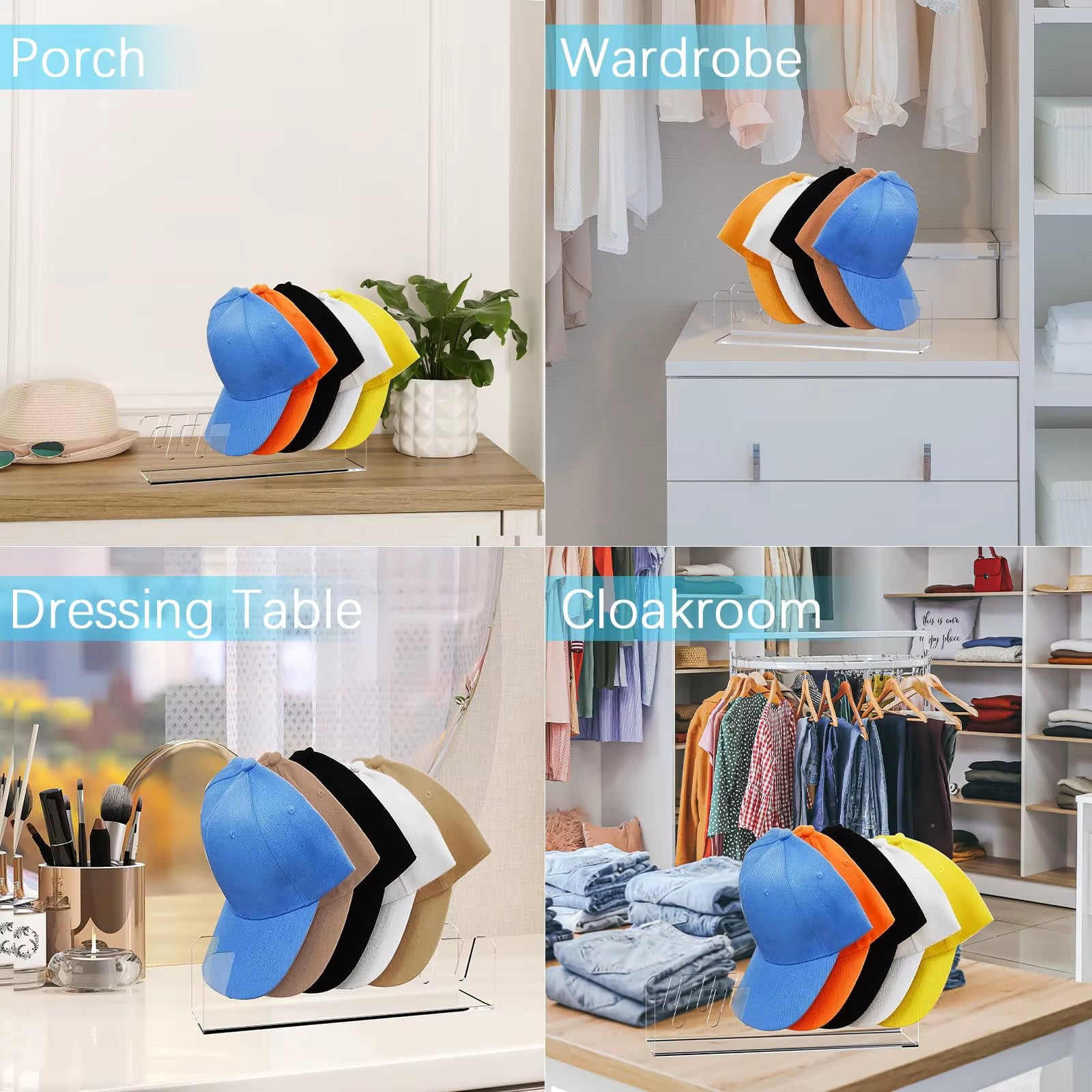 Acrylic Baseball Cap Holder – Durable Hat Storage Rack for Closet, Bedroom & Store Display